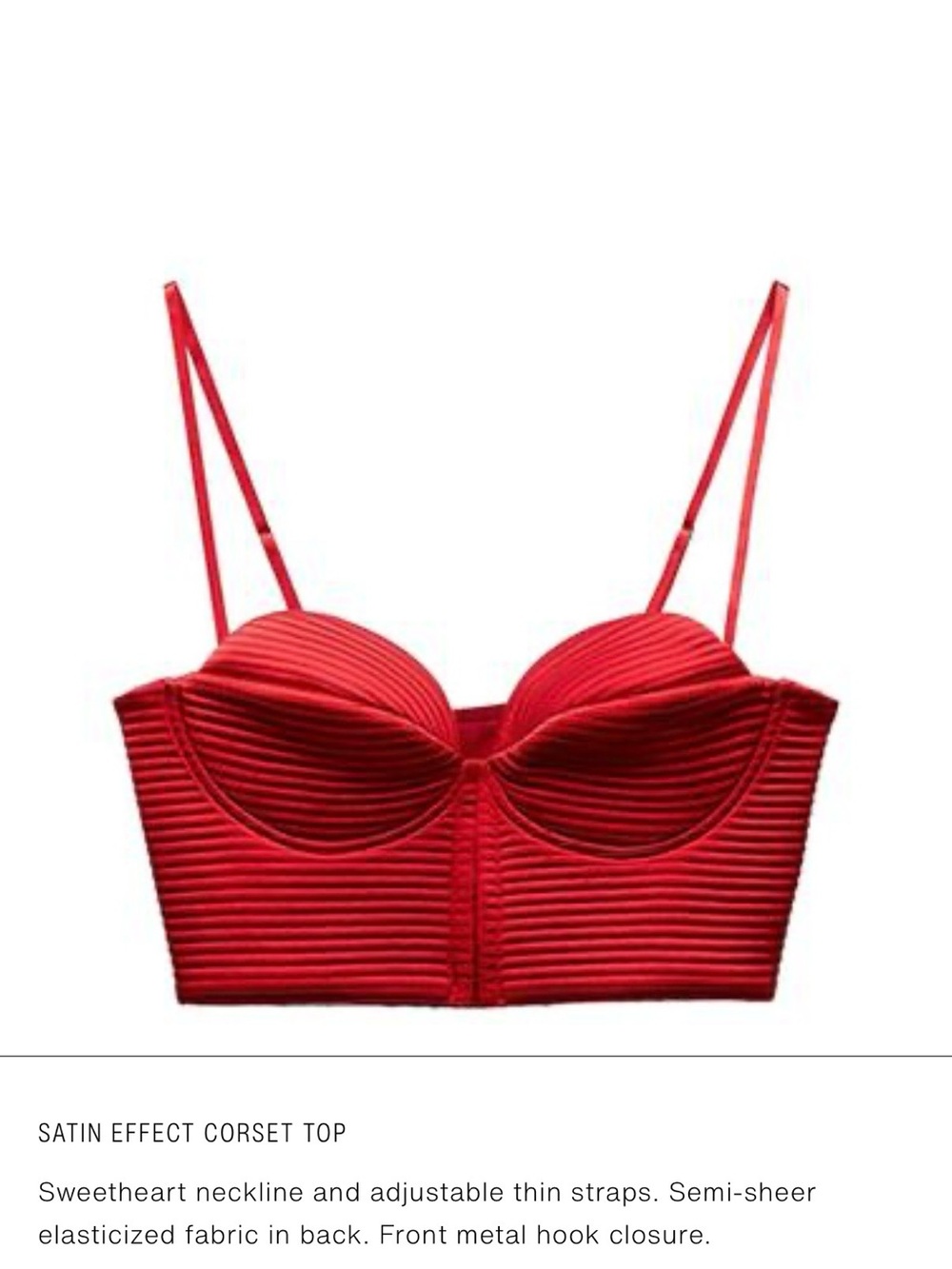 Zara Satin Effect Corset Top - Red